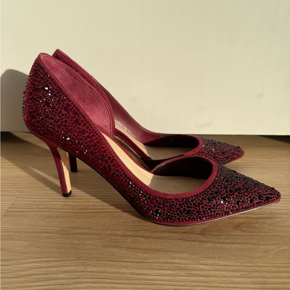 White House Black Market Burgundy Embellished Heels